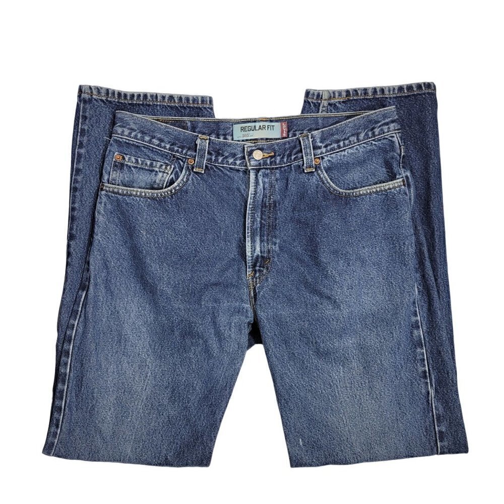 Levi Strauss Men's 505 Regular Fit Dark Wash Jeans in a Size 36x34